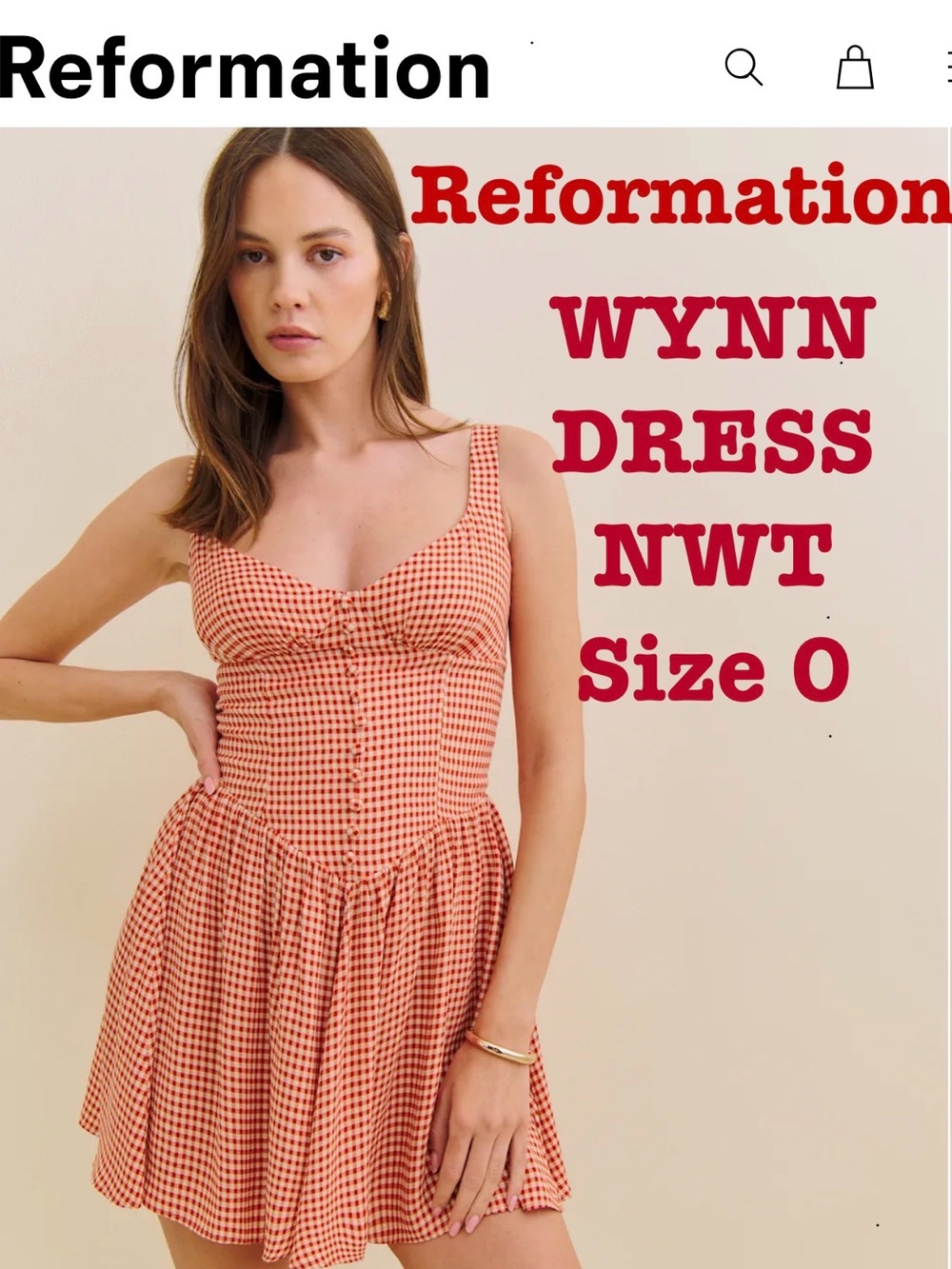 Reformation Wynn Mini Dress in Red Gingham